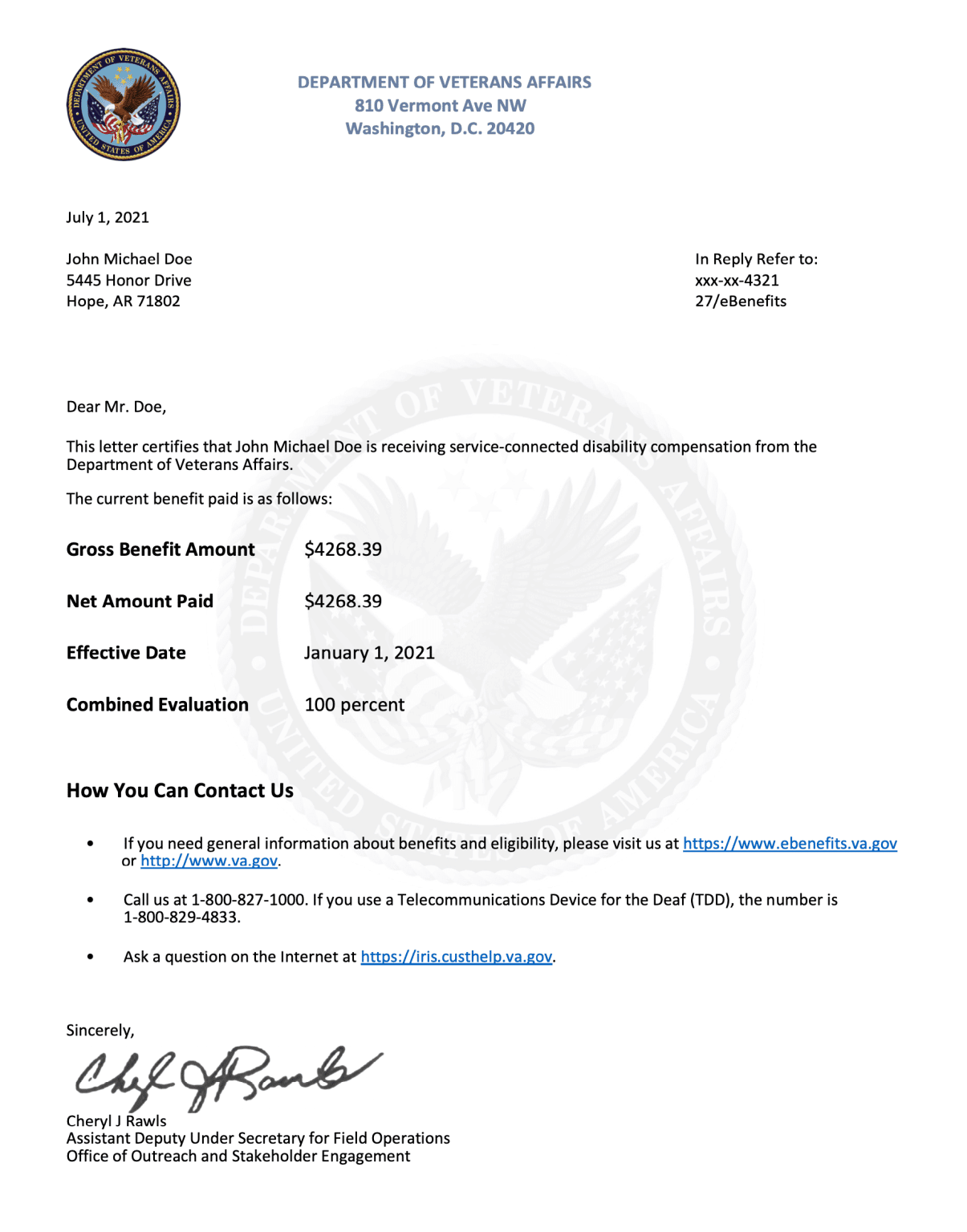 Va Benefit Letter Wounded Warriors Family Support